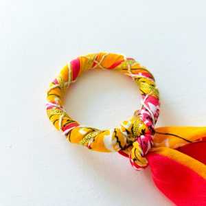 Bandana armband geel - roze