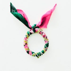 Bandana armband groen/ roze
