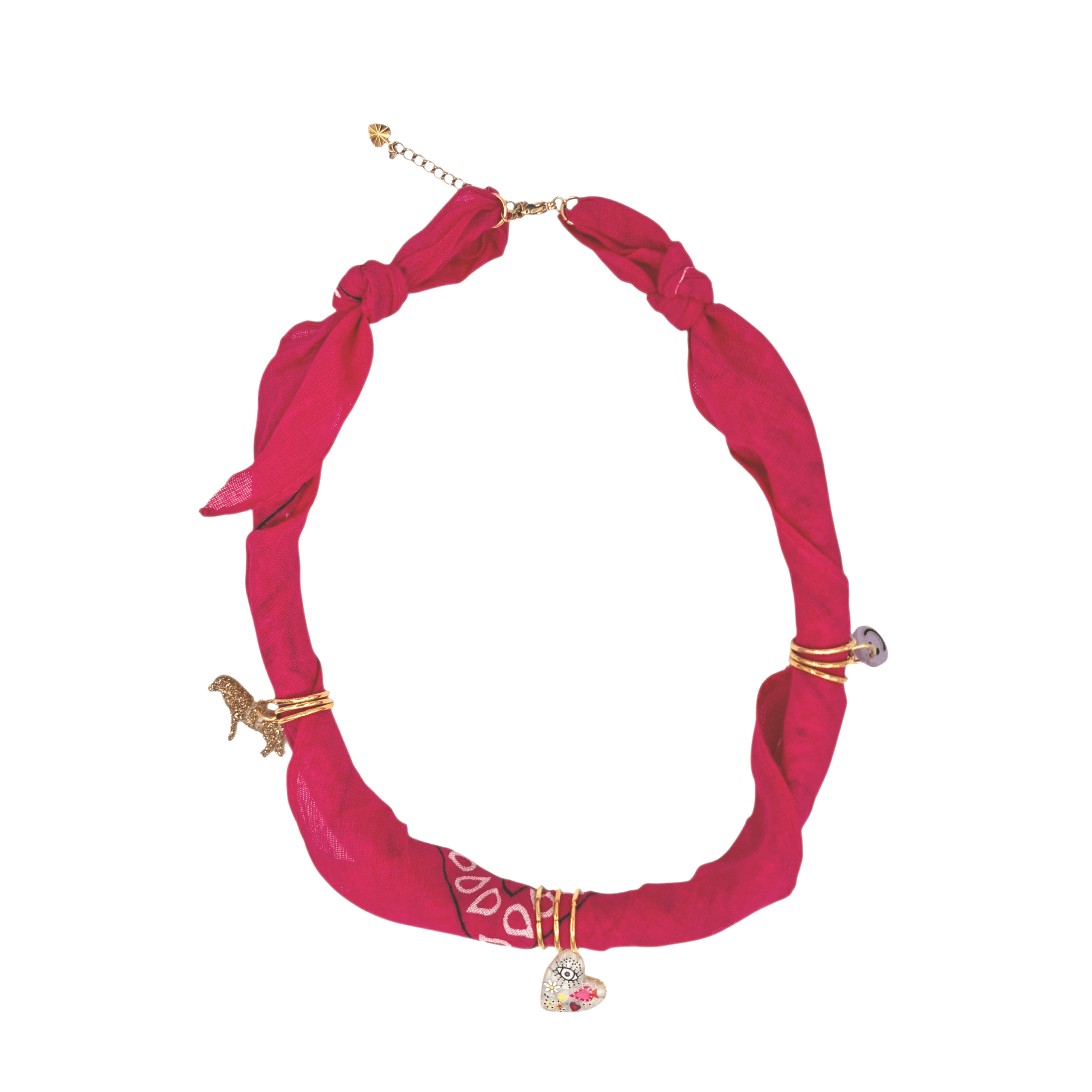 Bandana ketting fuchsia met bedel