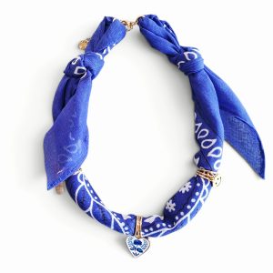 Bandana ketting | Blauw met hart
