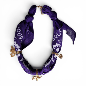 Bandana ketting met bedel | Donkerpaars
