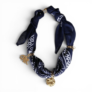 Bandana ketting met bedel | Donkerblauw
