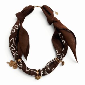 Bandana ketting met bedel | Bruin